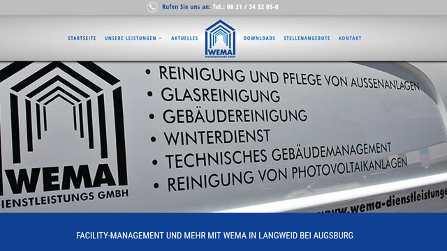 Referenzprojekt: WEMA Facility Management — Website von Konrad Griesser